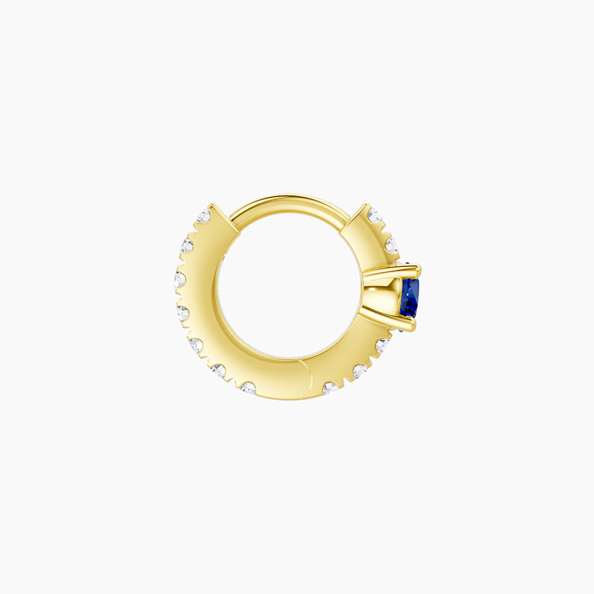 Inanna | 18k Yellow Gold 5 mm Round Sapphire & Diamond Hoop Piercing