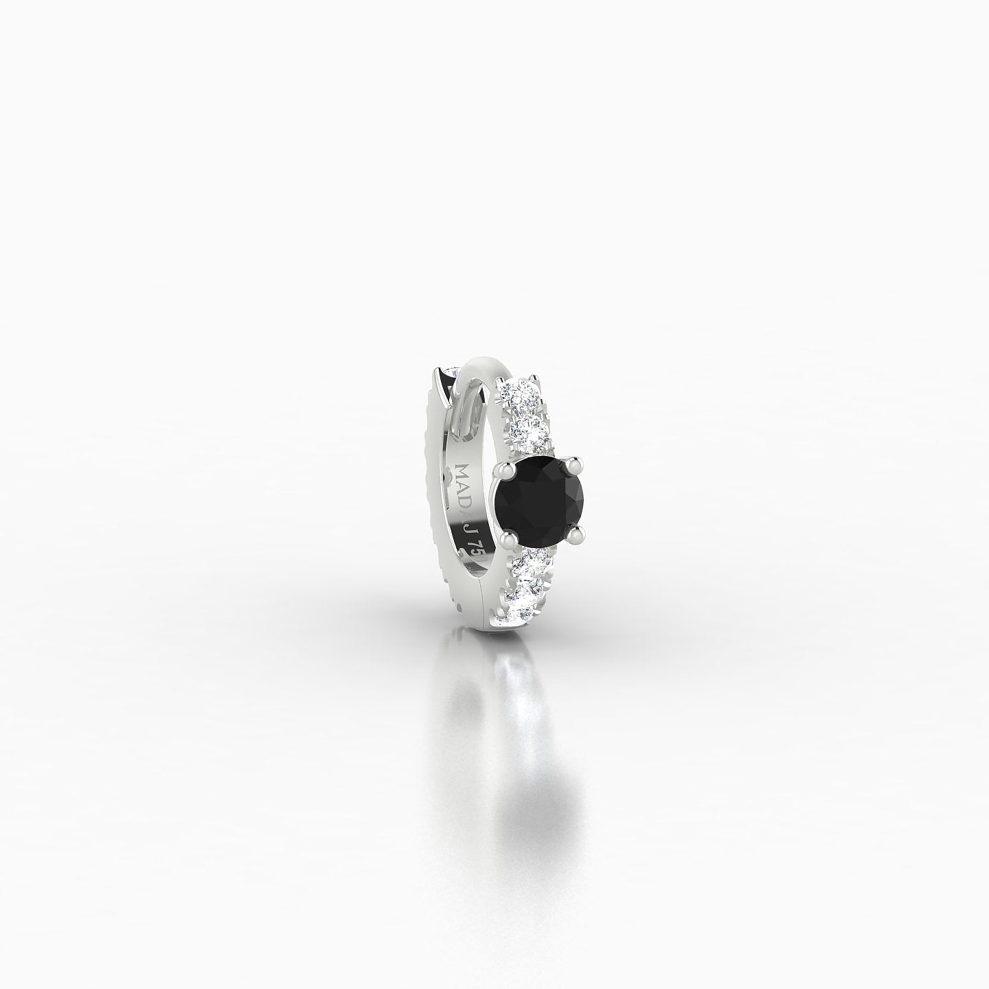 Inanna | 18k White Gold 5 mm Round Black Diamond & Diamond Hoop Piercing