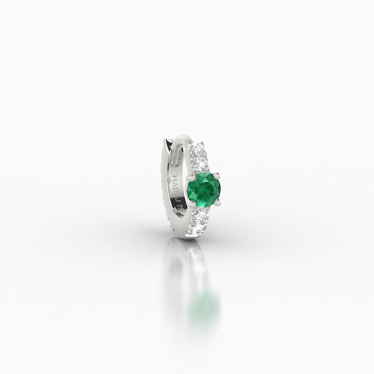 Inanna | 18k White Gold 5 mm Round Emerald & Diamond Hoop Piercing