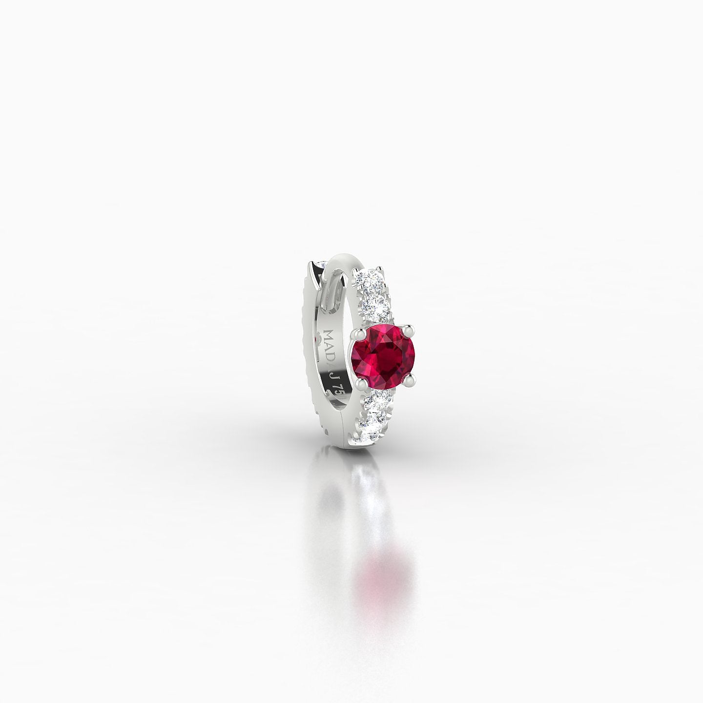 Inanna | 18k White Gold 5 mm Round Ruby & Diamond Hoop Piercing