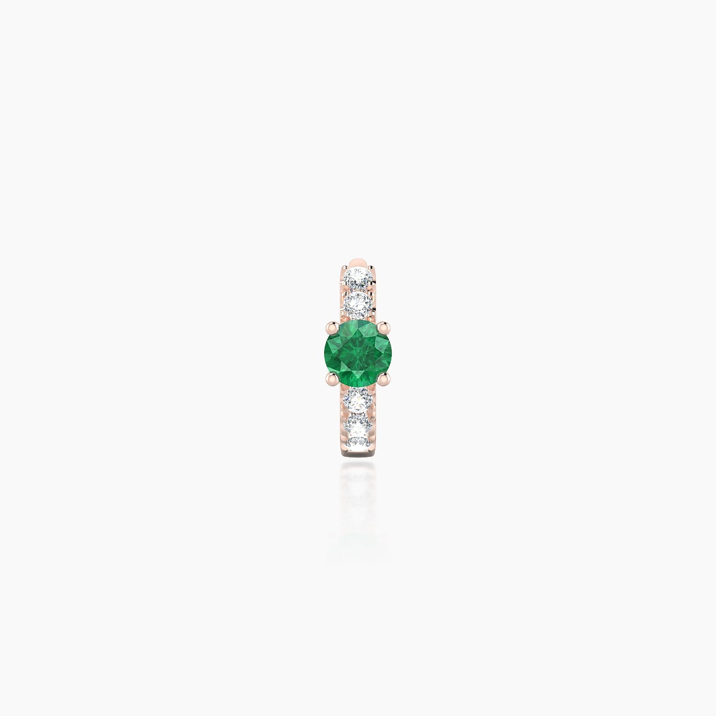 Inanna | 18k Rose Gold 5 mm Round Emerald & Diamond Hoop Piercing