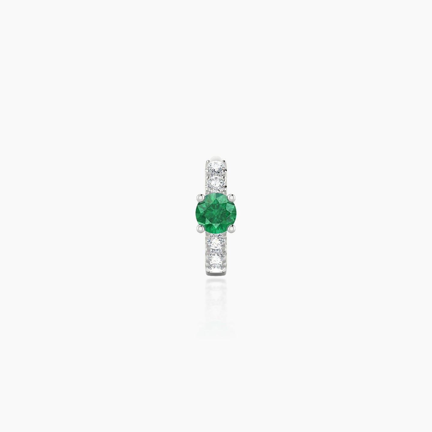 Inanna | 18k White Gold 5 mm Round Emerald & Diamond Hoop Piercing