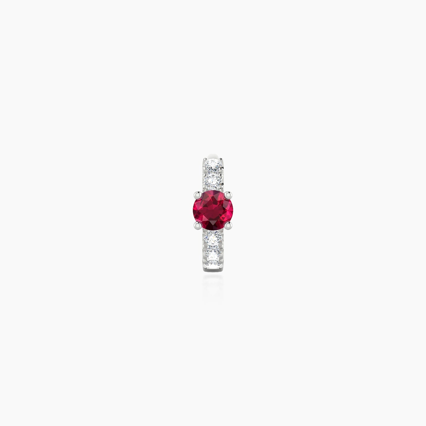 Inanna | 18k White Gold 5 mm Round Ruby & Diamond Hoop Piercing