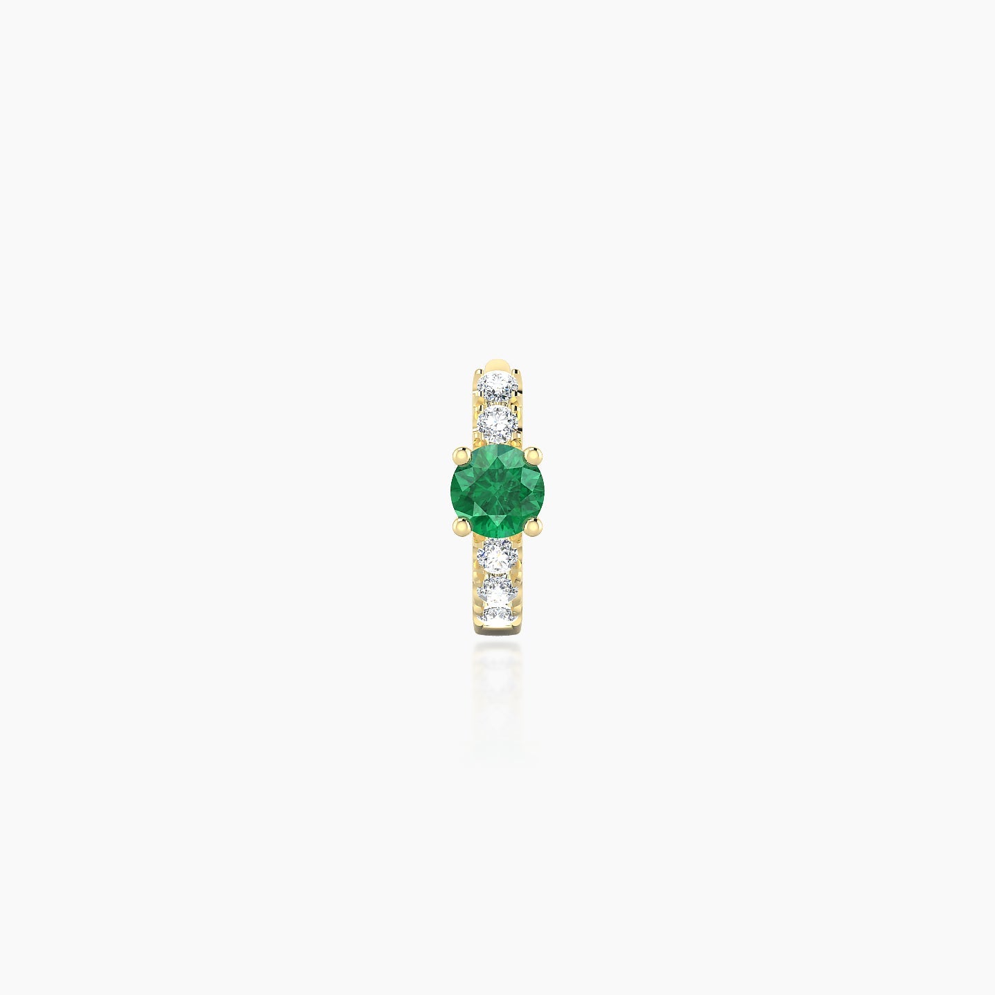 Inanna | 18k Yellow Gold 5 mm Round Emerald & Diamond Hoop Piercing