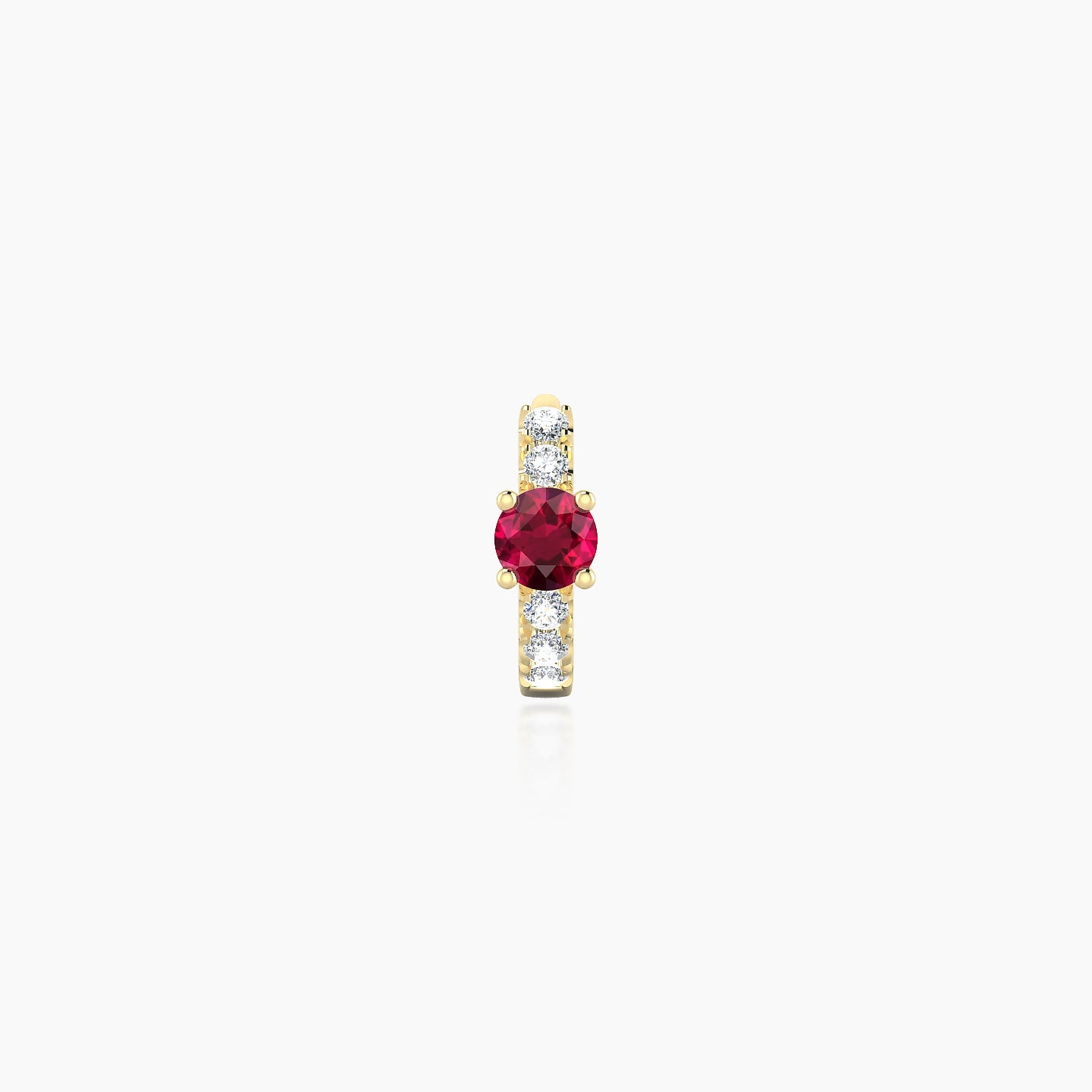 Inanna | 18k Yellow Gold 5 mm Round Ruby & Diamond Hoop Piercing