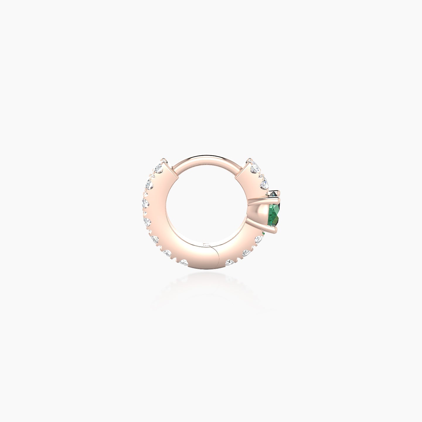 Inanna | 18k Rose Gold 5 mm Round Emerald & Diamond Hoop Piercing