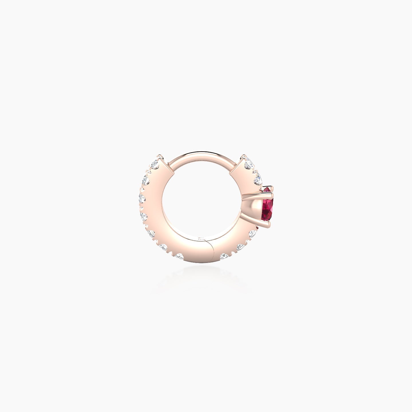 Inanna | 18k Rose Gold 5 mm Round Ruby & Diamond Hoop Piercing