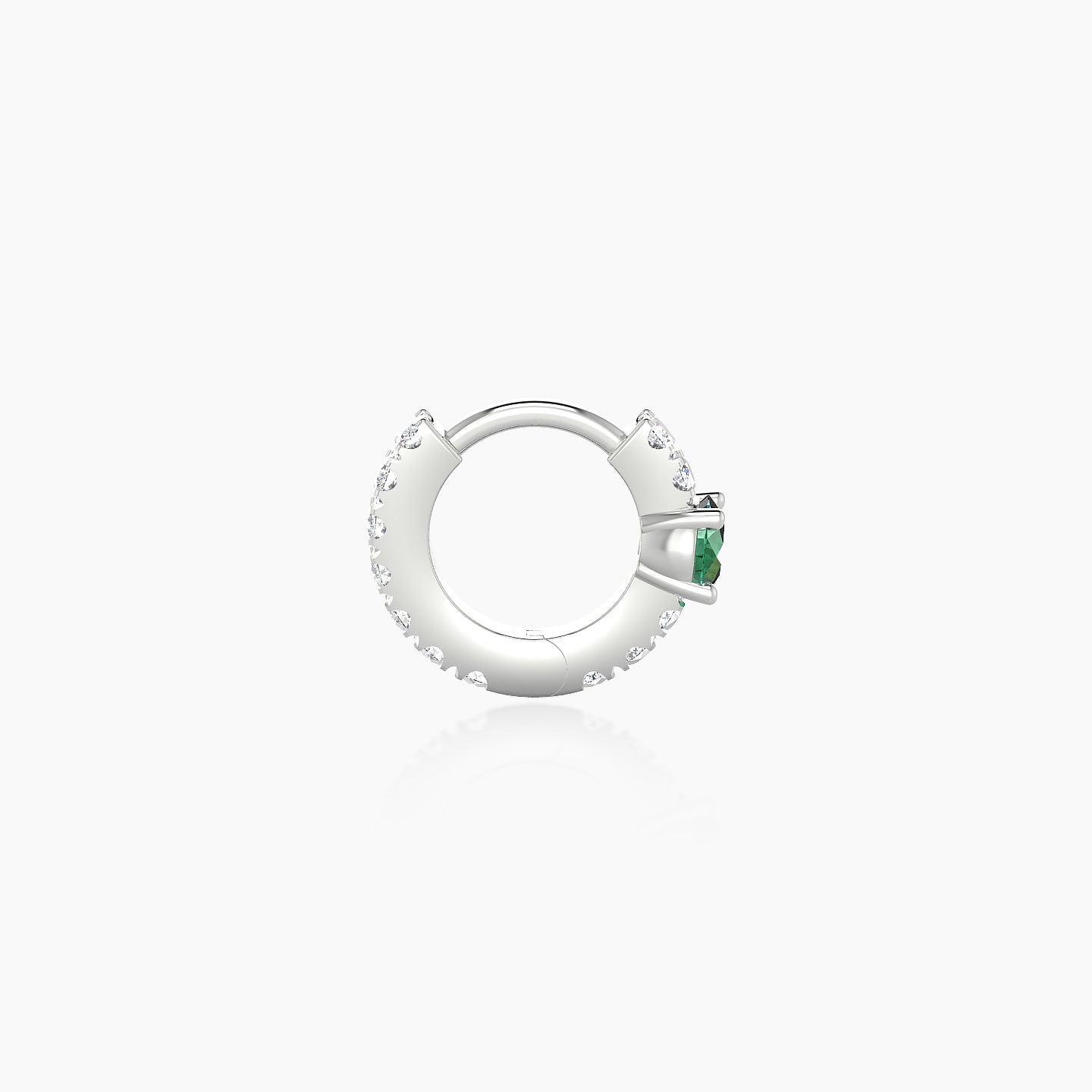 Inanna | 18k White Gold 5 mm Round Emerald & Diamond Hoop Piercing