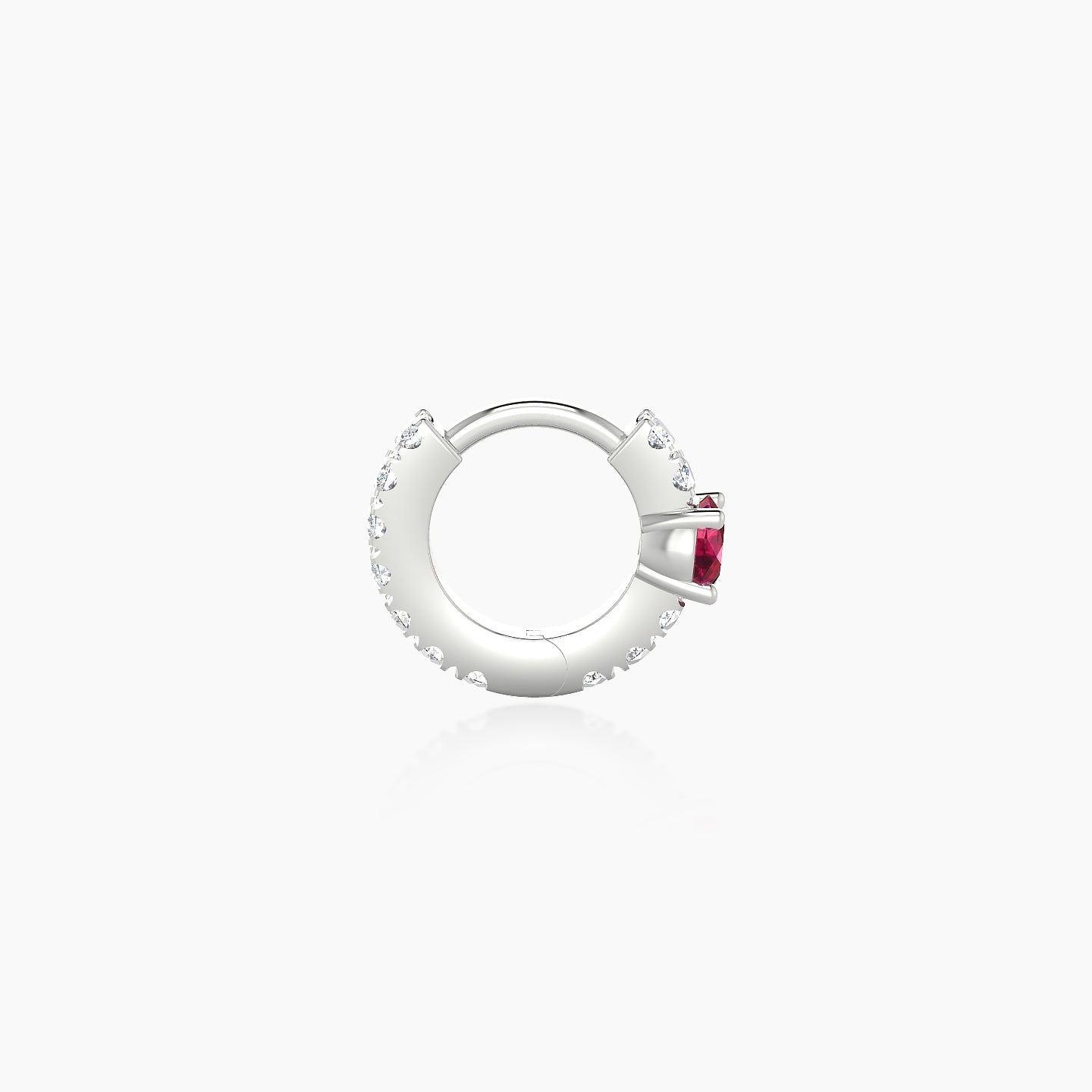 Inanna | 18k White Gold 5 mm Round Ruby & Diamond Hoop Piercing