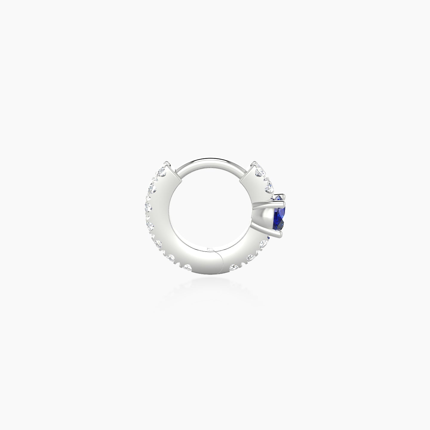 Inanna | 18k White Gold 5 mm Round Sapphire & Diamond Hoop Piercing