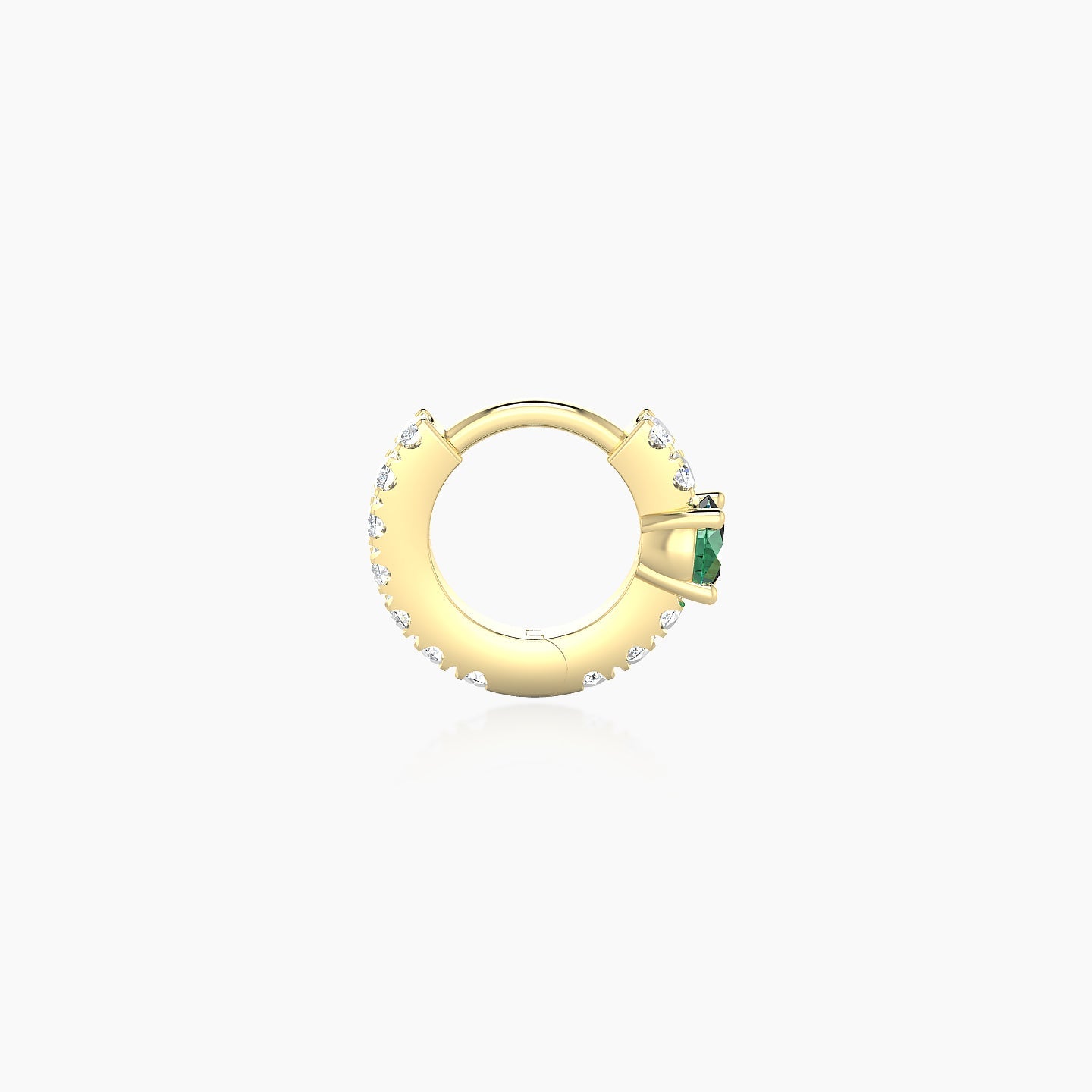 Inanna | 18k Yellow Gold 5 mm Round Emerald & Diamond Hoop Piercing