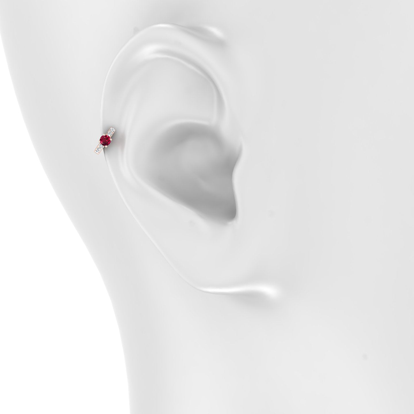 Inanna | 18k Rose Gold 5 mm Round Ruby & Diamond Hoop Piercing