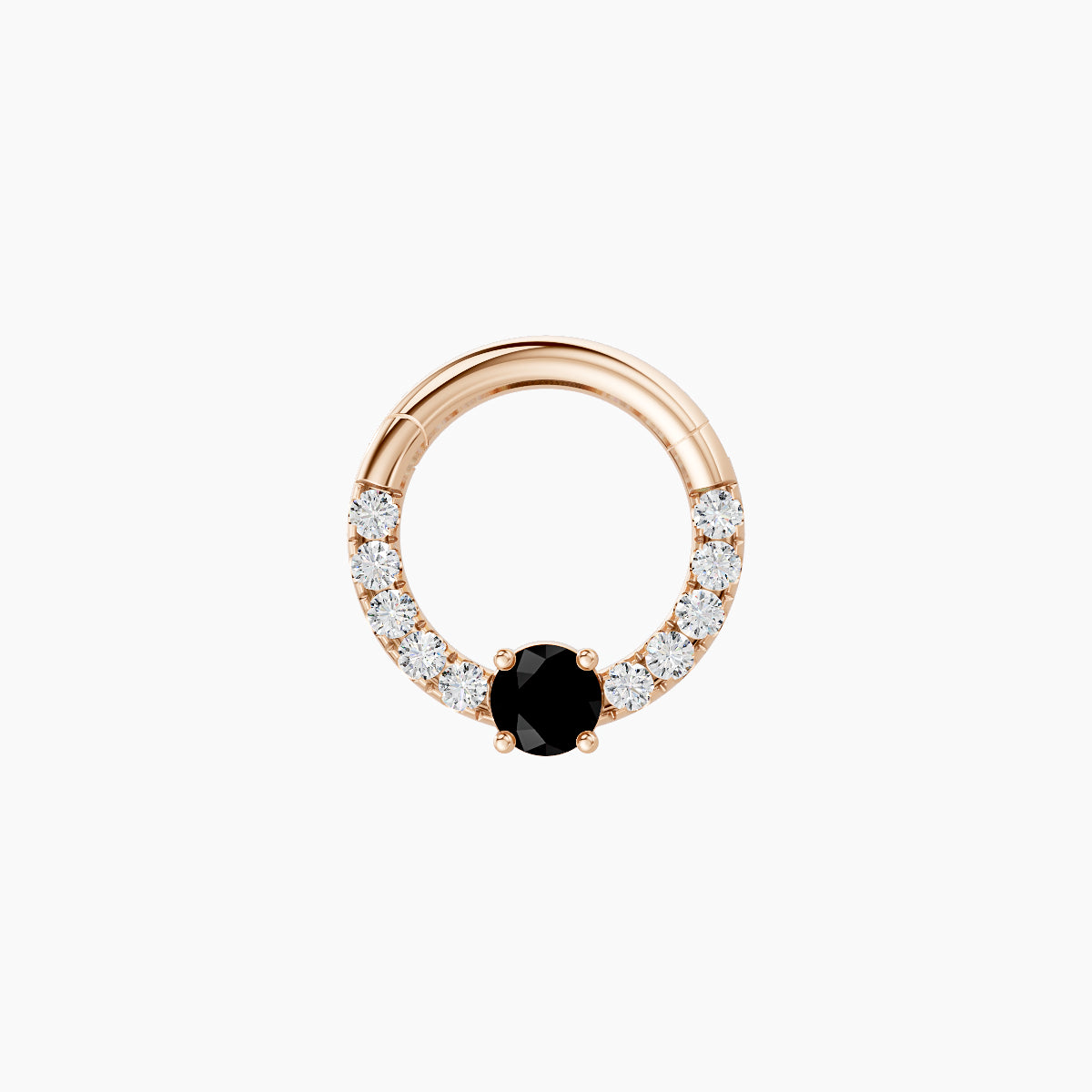 Inanna | 18k Rose Gold 6.5 mm Round Black Diamond & Diamond Daith Piercing