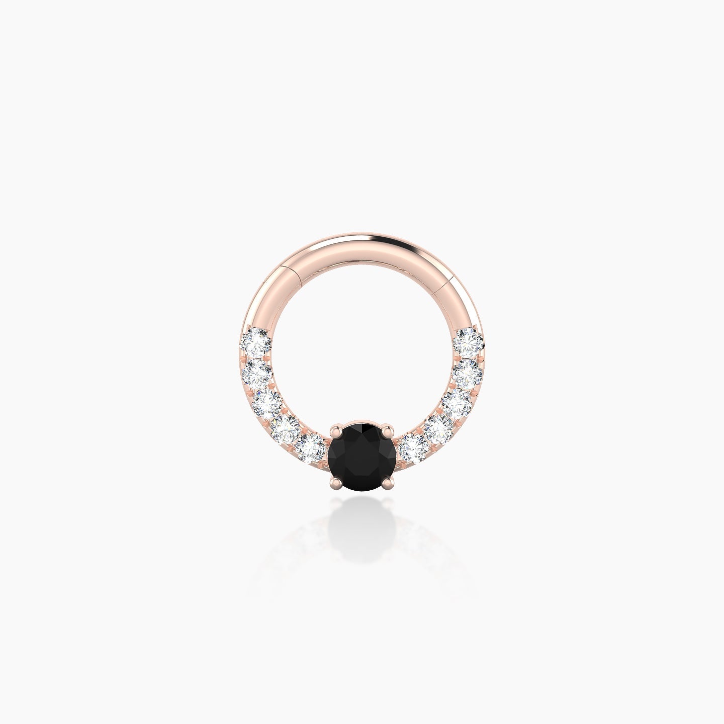 Inanna | 18k Rose Gold 6.5 mm Round Black Diamond & Diamond Daith Piercing