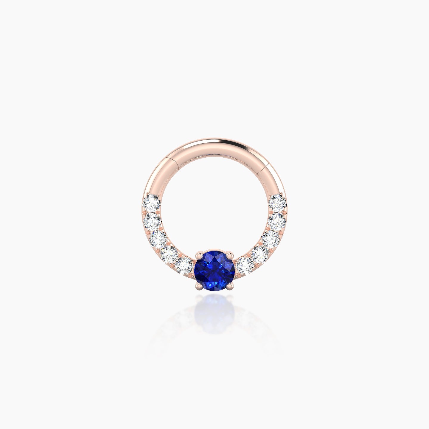 Inanna | 18k Rose Gold 6.5 mm Round Sapphire & Diamond Daith Piercing