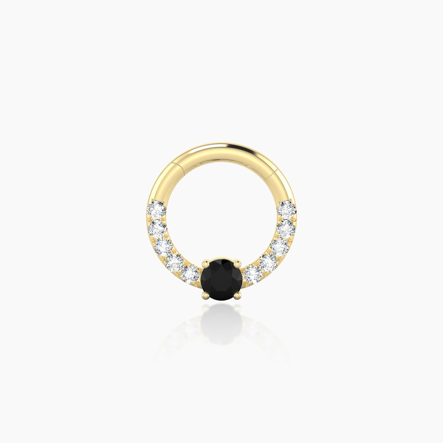 Inanna | 18k Yellow Gold 6.5 mm Round Black Diamond & Diamond Daith Piercing