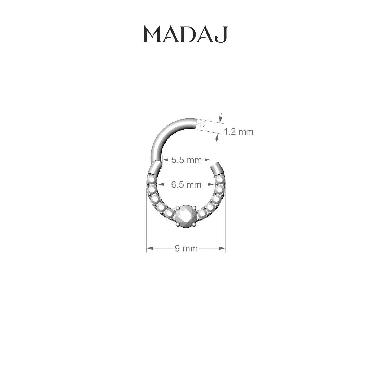 Inanna | 18k Rose Gold 6.5 mm Round Diamond Daith Piercing