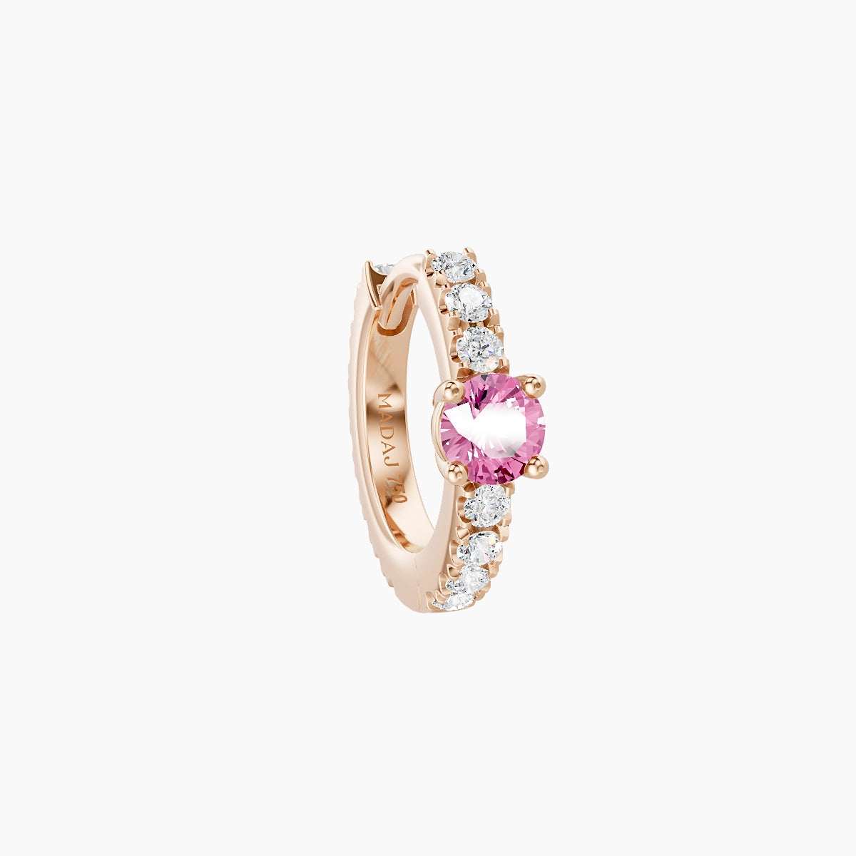 Inanna | 18k Rose Gold 6.5 mm Round Pink Sapphire & Diamond Hoop Piercing