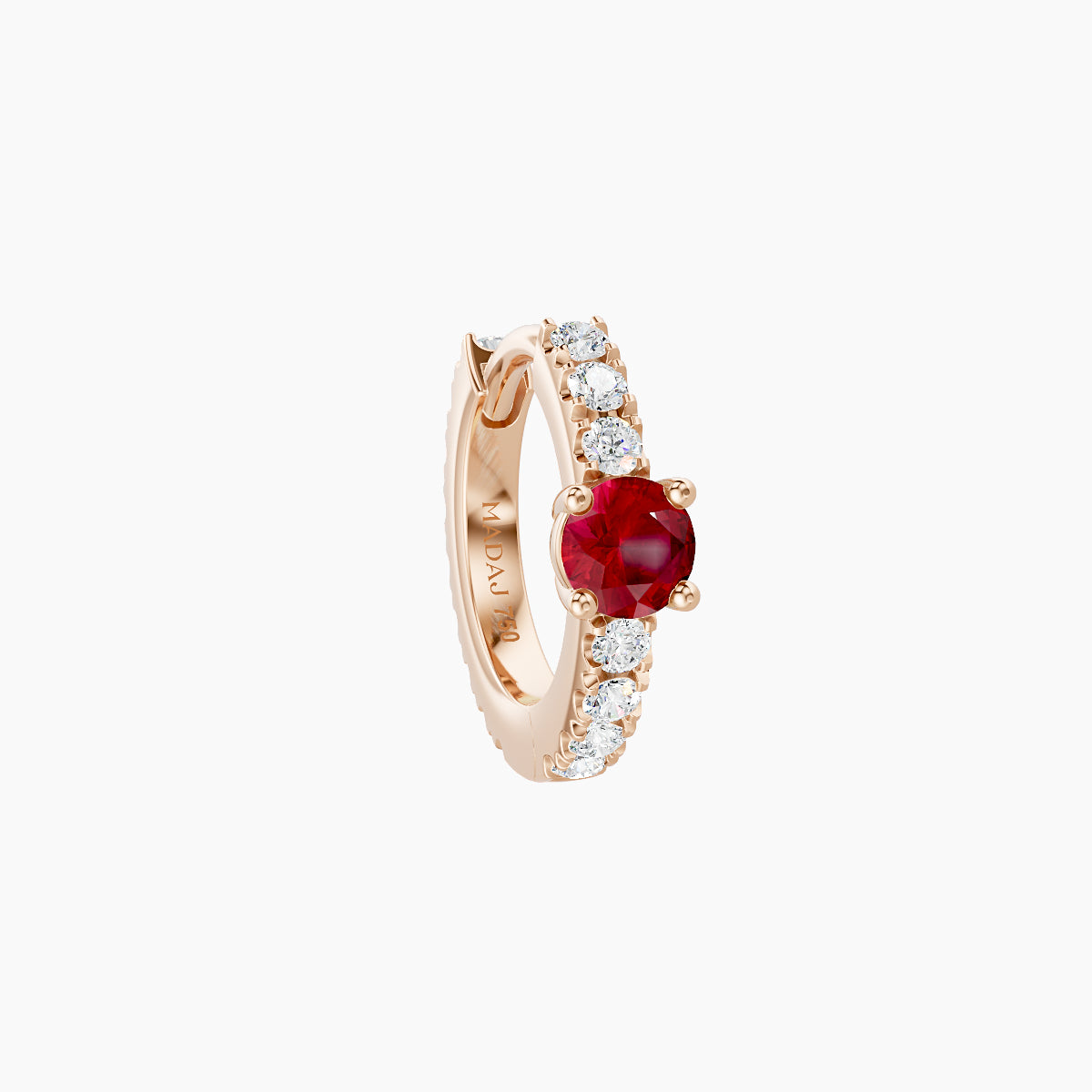 Inanna | 18k Rose Gold 6.5 mm Round Ruby & Diamond Hoop Piercing