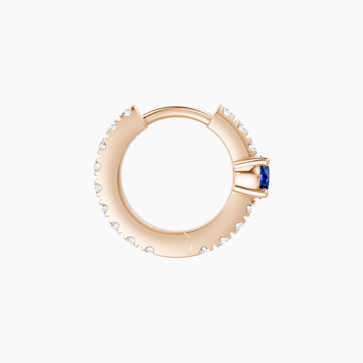 Inanna | 18k Rose Gold 6.5 mm Round Sapphire & Diamond Hoop Piercing