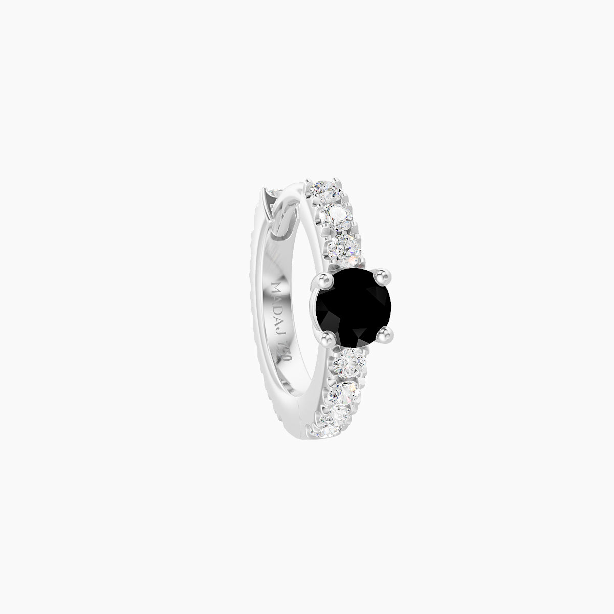 Inanna | 18k White Gold 6.5 mm Round Black Diamond & Diamond Hoop Piercing