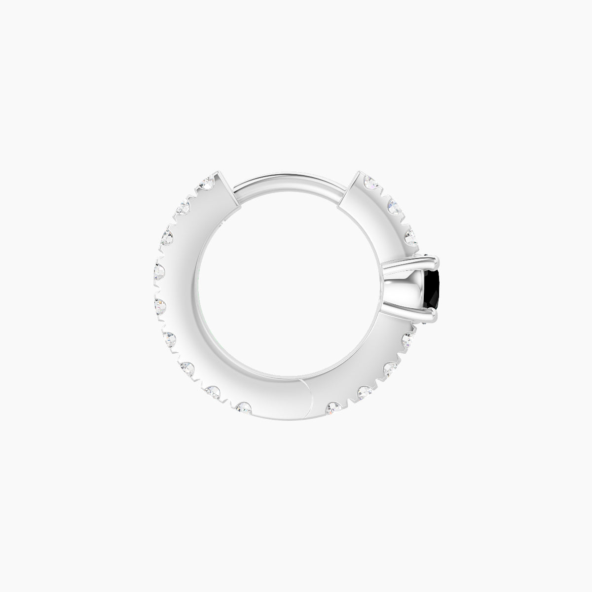 Inanna | 18k White Gold 6.5 mm Round Black Diamond & Diamond Hoop Piercing