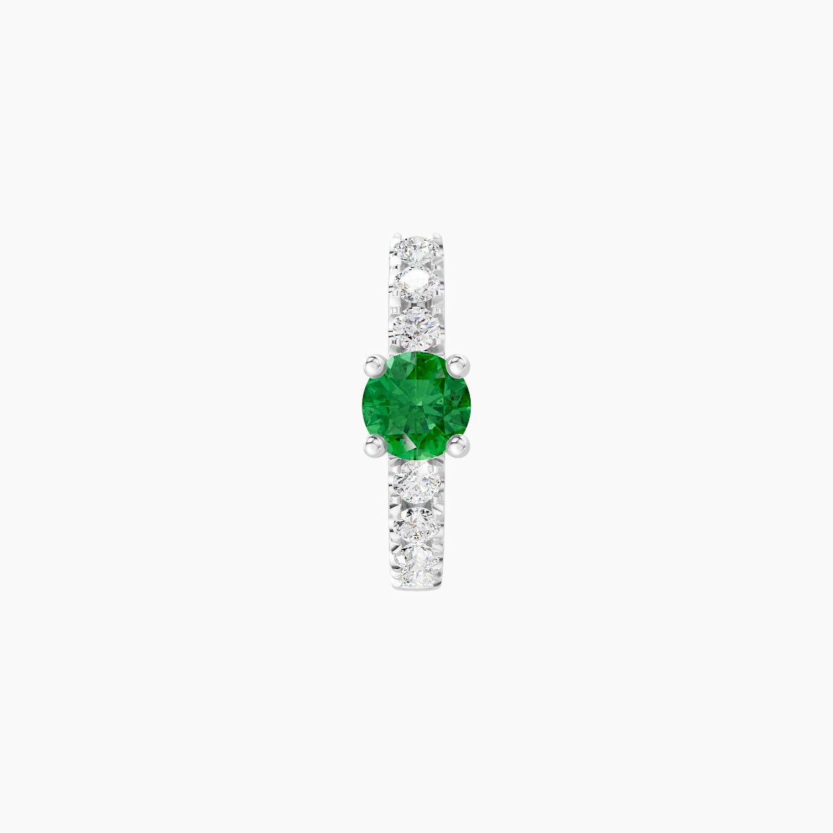 Inanna | 18k White Gold 6.5 mm Round Emerald & Diamond Hoop Piercing