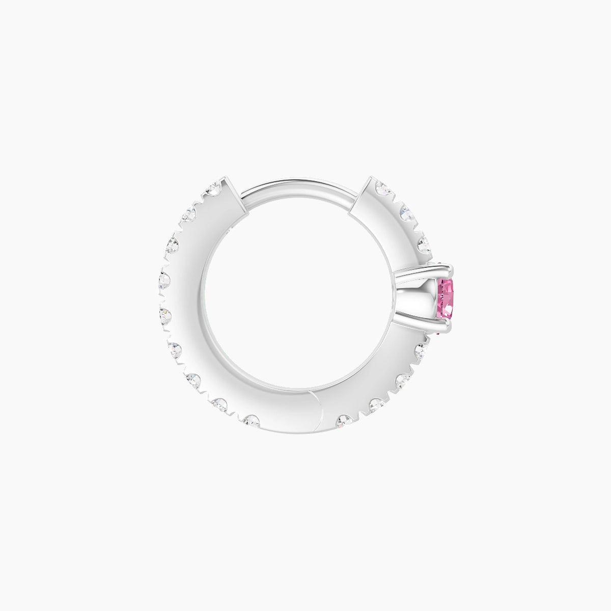 Inanna | 18k White Gold 6.5 mm Round Pink Sapphire & Diamond Hoop Piercing
