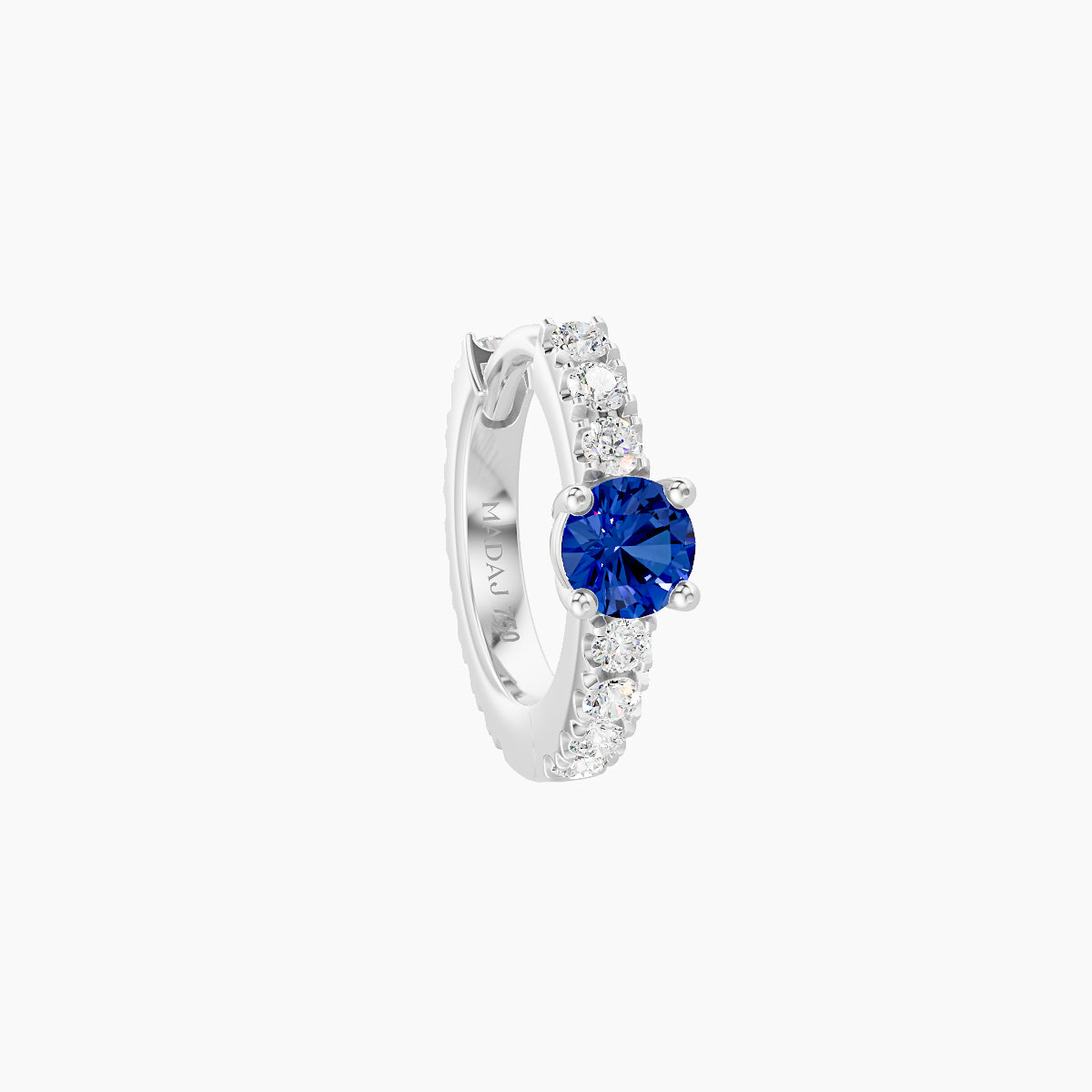 Inanna | 18k White Gold 6.5 mm Round Sapphire & Diamond Hoop Piercing