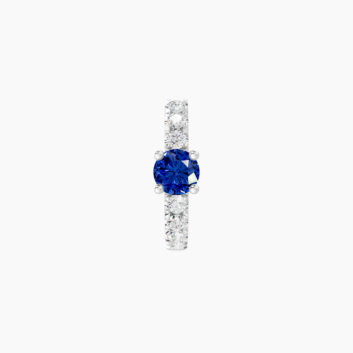 Inanna | 18k White Gold 6.5 mm Round Sapphire & Diamond Hoop Piercing