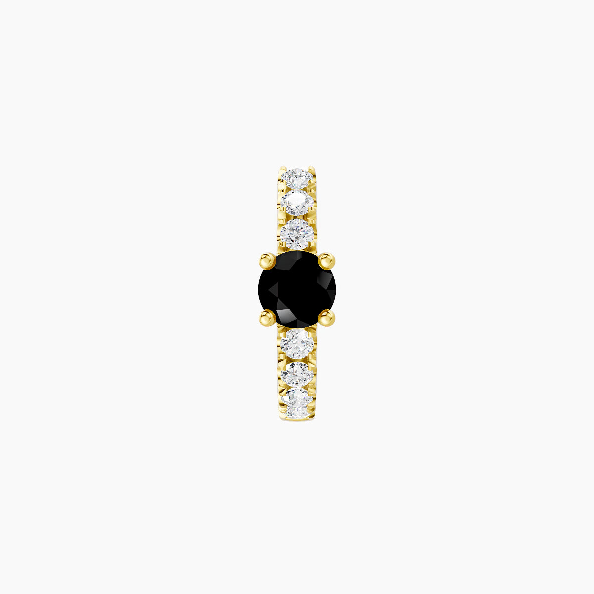 Inanna | 18k Yellow Gold 6.5 mm Round Black Diamond & Diamond Hoop Piercing