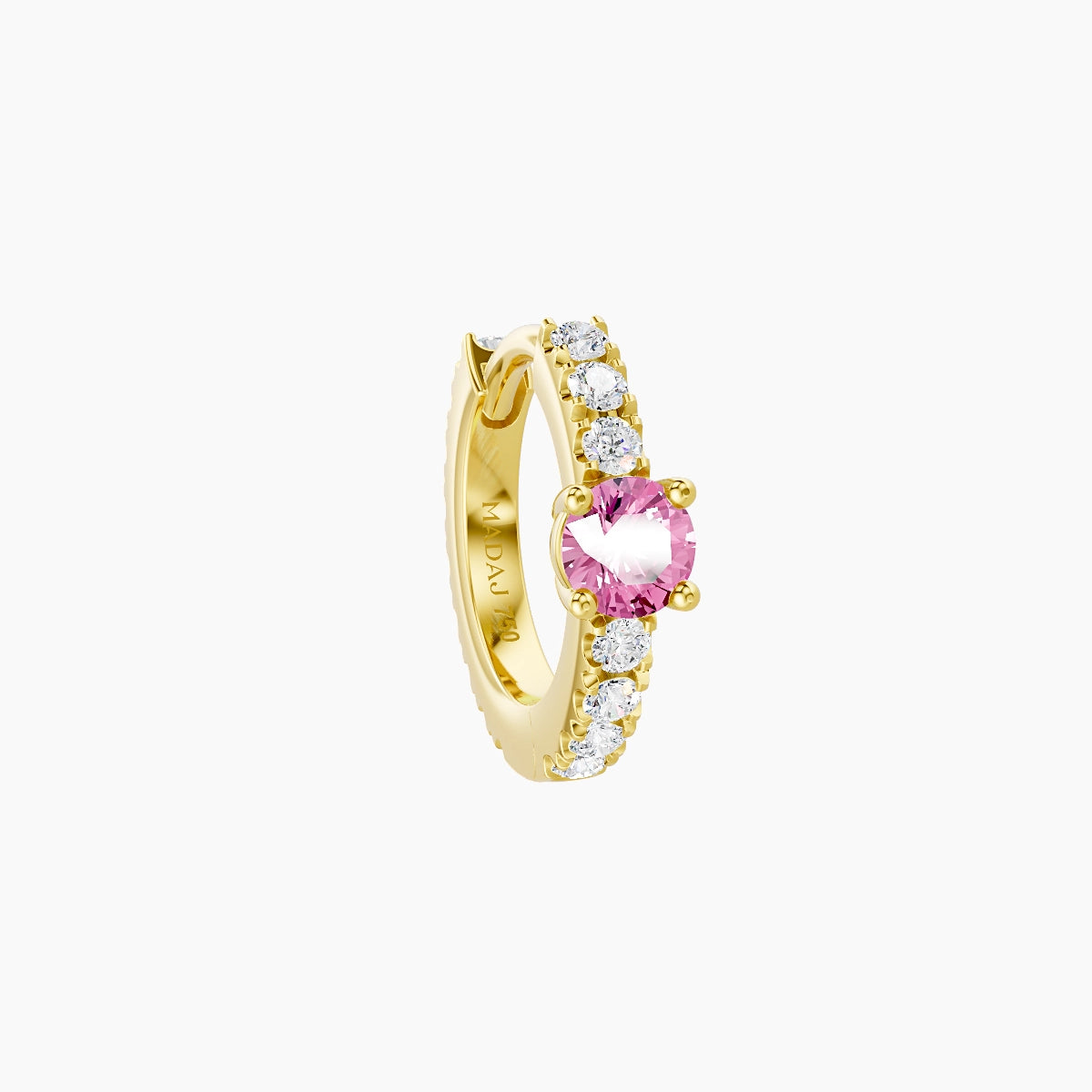 Inanna | 18k Yellow Gold 6.5 mm Round Pink Sapphire & Diamond Hoop Piercing