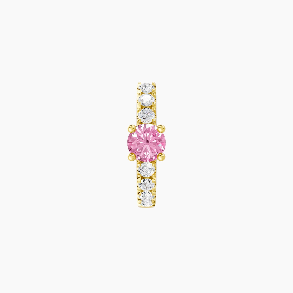 Inanna | 18k Yellow Gold 6.5 mm Round Pink Sapphire & Diamond Hoop Piercing
