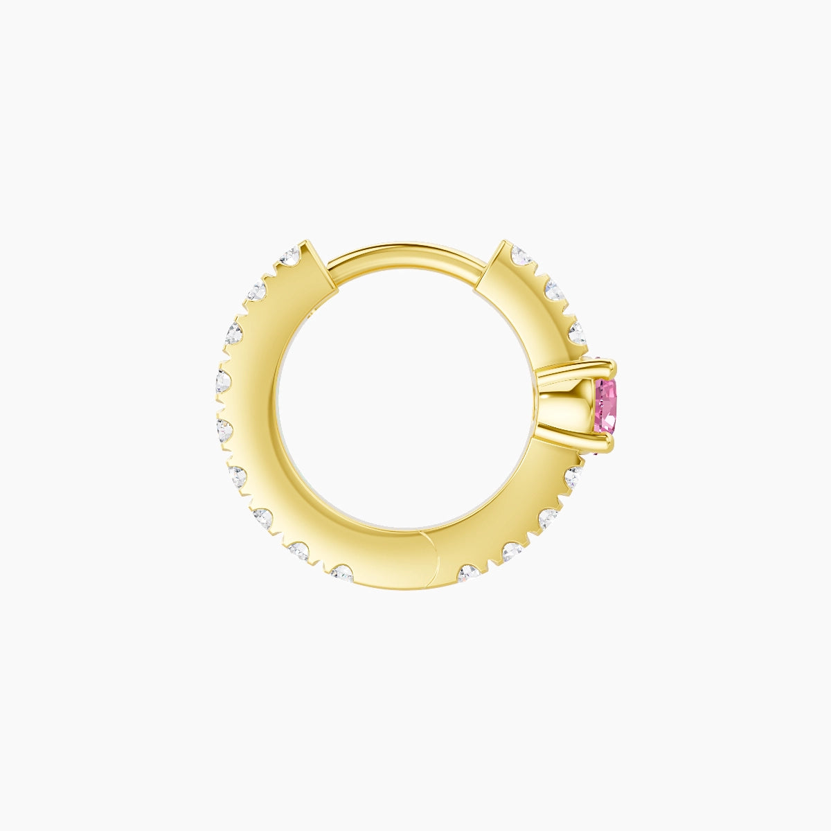 Inanna | 18k Yellow Gold 6.5 mm Round Pink Sapphire & Diamond Hoop Piercing