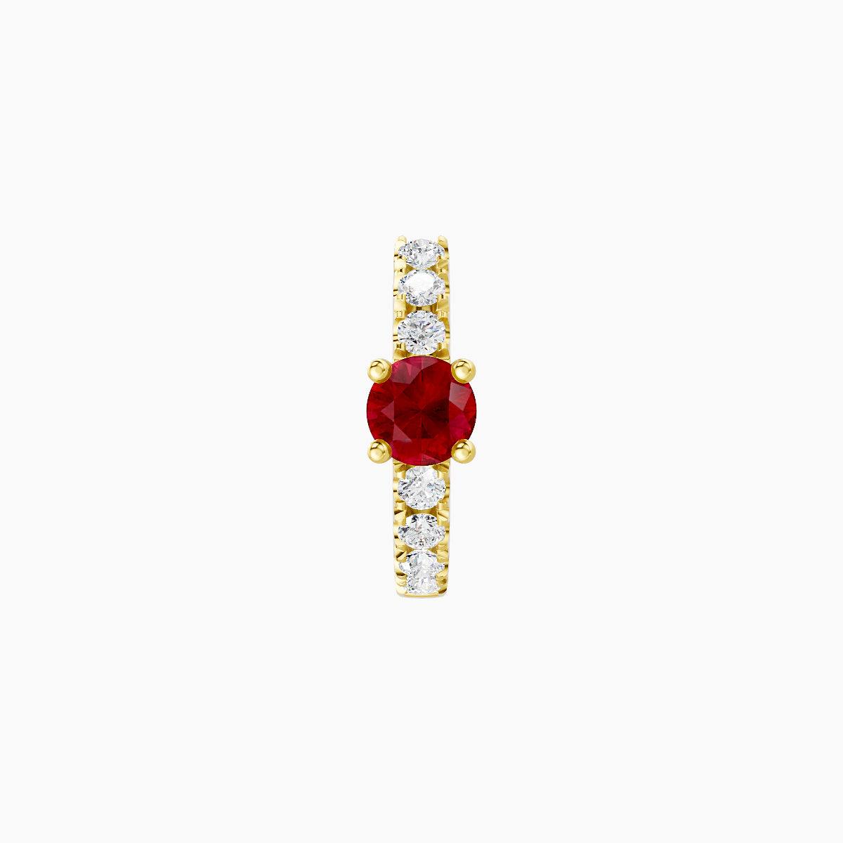 Inanna | 18k Yellow Gold 6.5 mm Round Ruby & Diamond Hoop Piercing