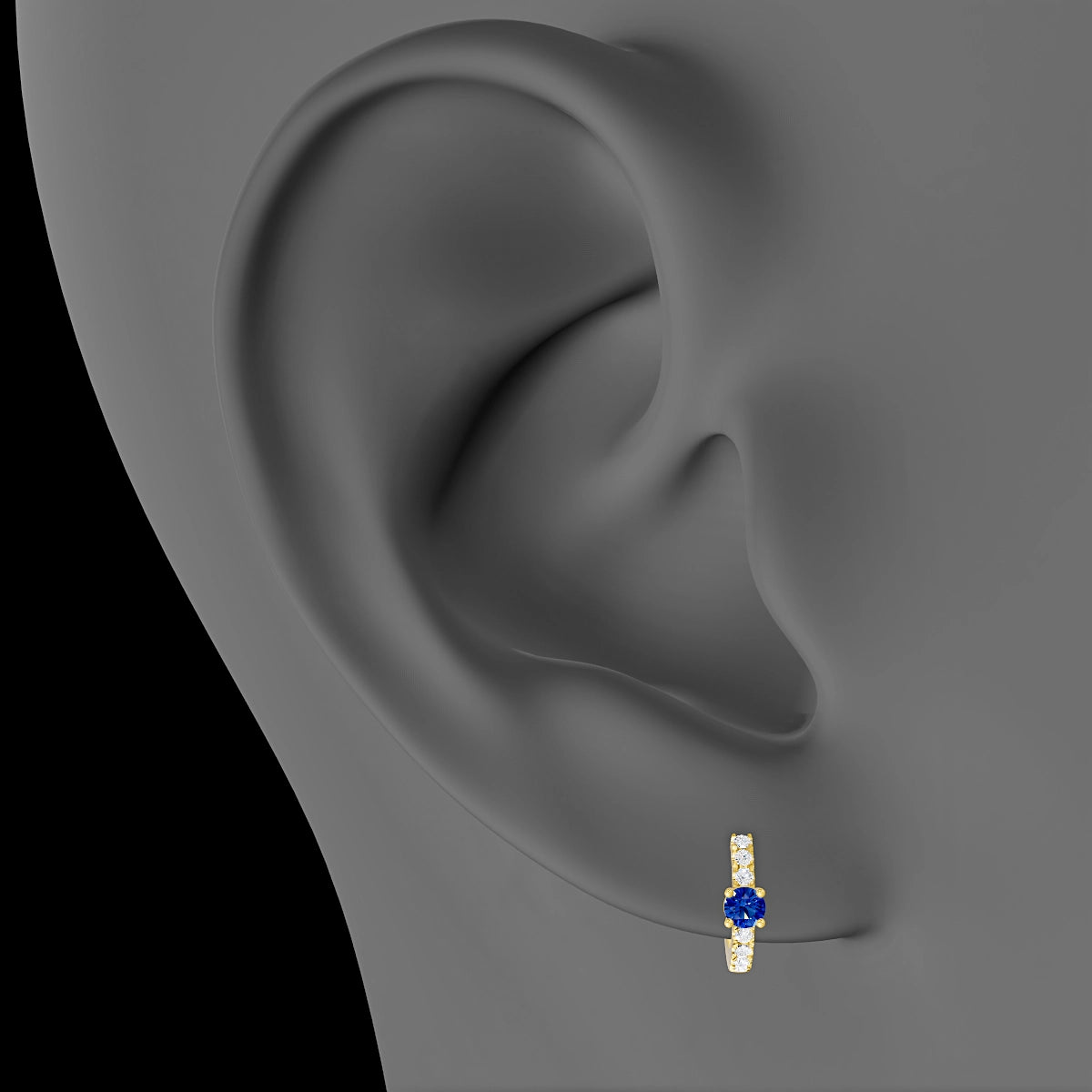 Inanna | 18k Yellow Gold 6.5 mm Round Sapphire & Diamond Hoop Piercing