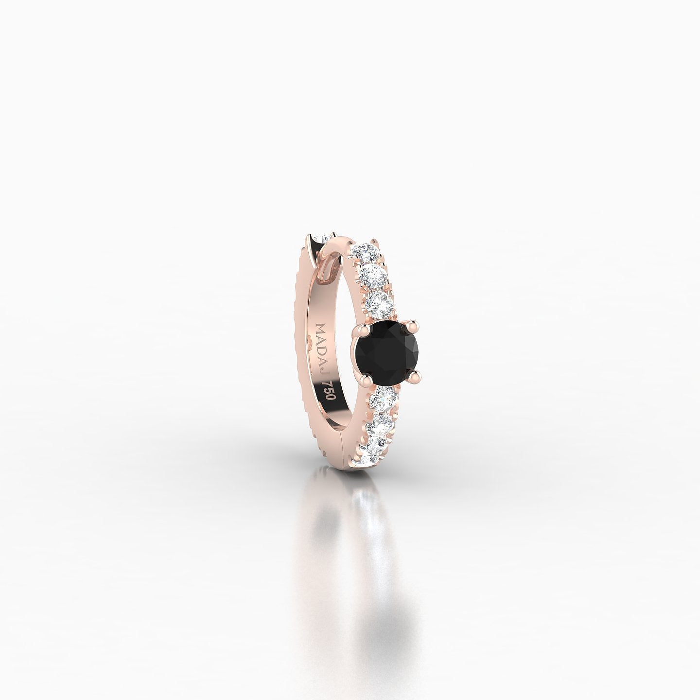 Inanna | 18k Rose Gold 6.5 mm Round Black Diamond & Diamond Hoop Piercing