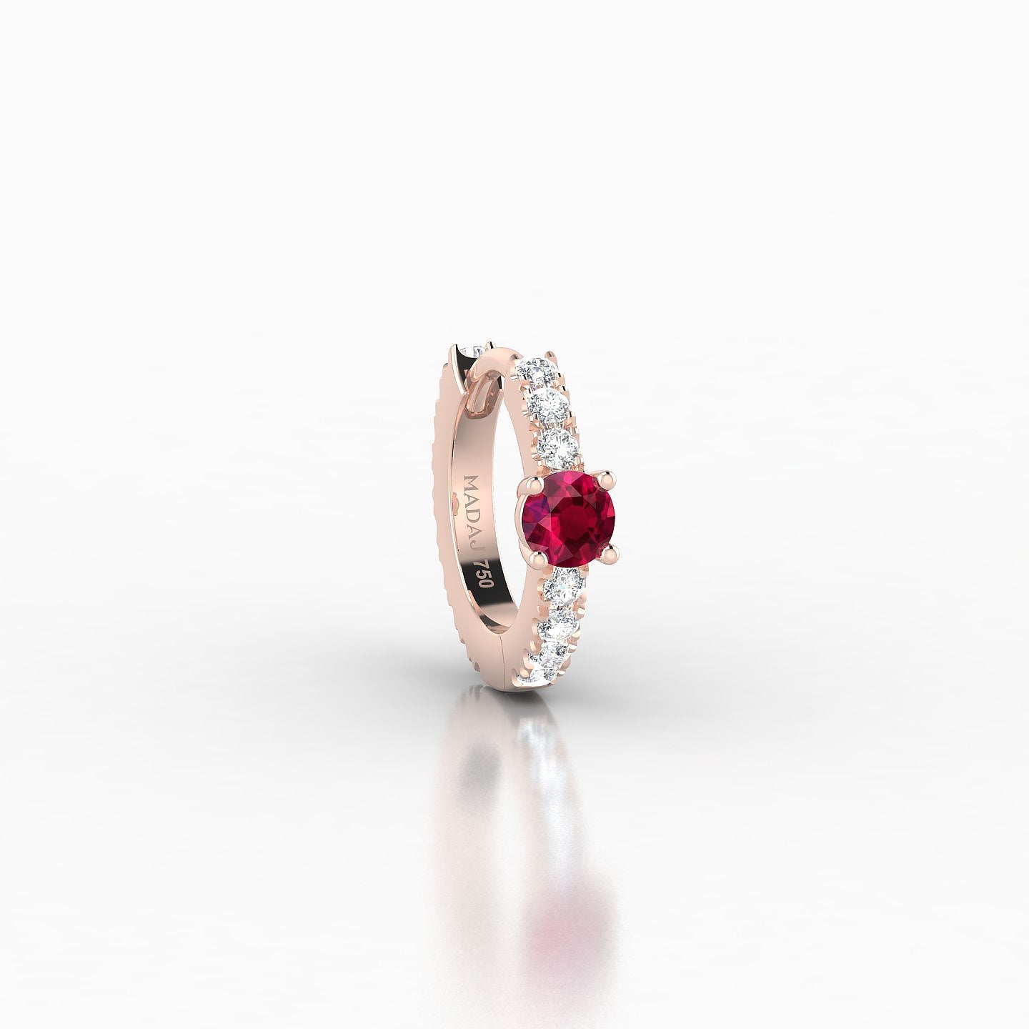 Inanna | 18k Rose Gold 6.5 mm Round Ruby & Diamond Hoop Piercing