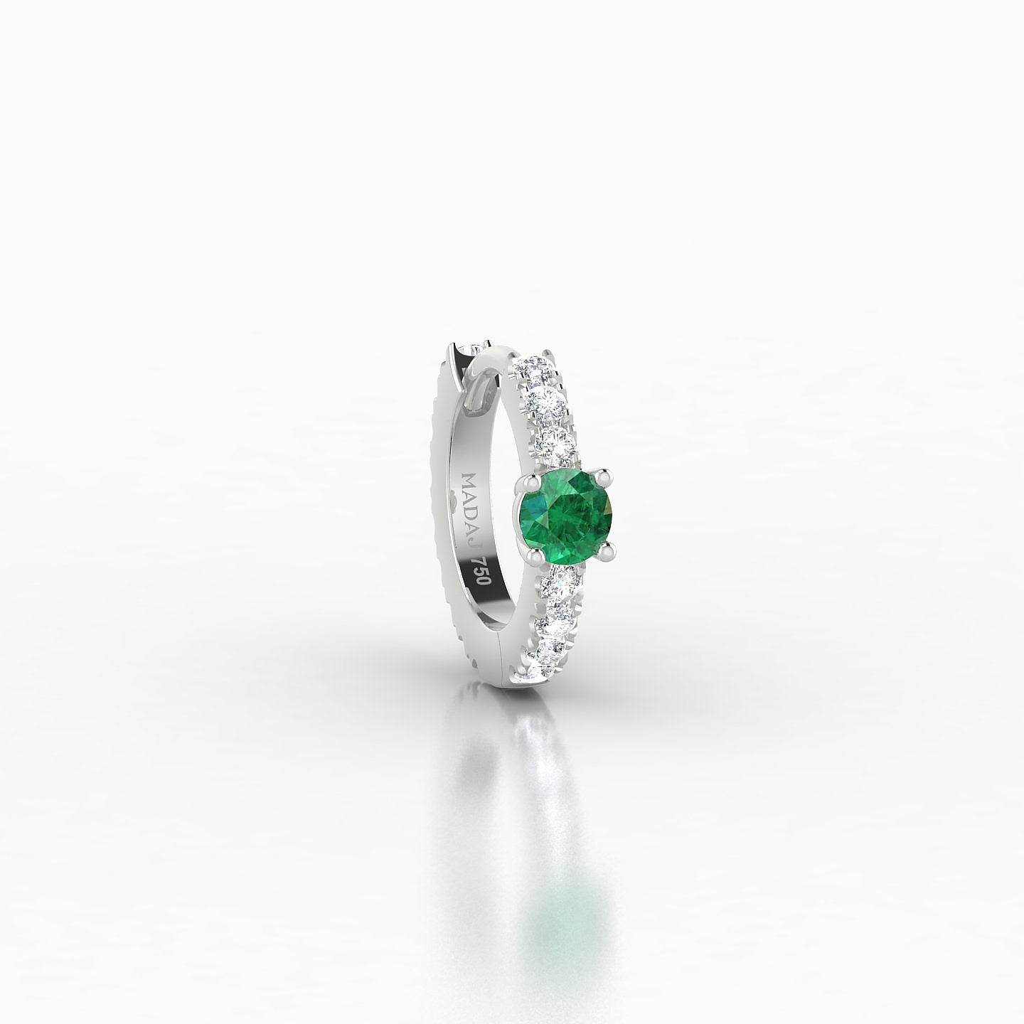 Inanna | 18k White Gold 6.5 mm Round Emerald & Diamond Hoop Piercing