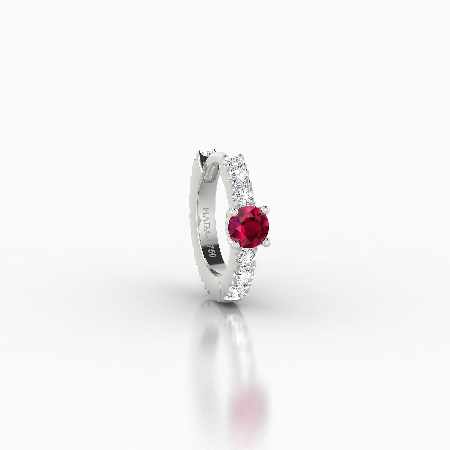 Inanna | 18k White Gold 6.5 mm Round Ruby & Diamond Hoop Piercing