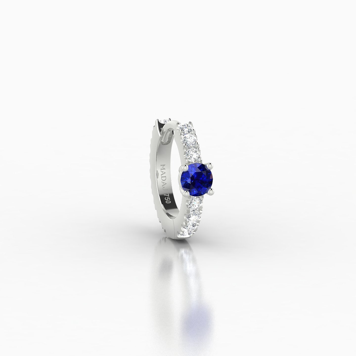 Inanna | 18k White Gold 6.5 mm Round Sapphire & Diamond Hoop Piercing