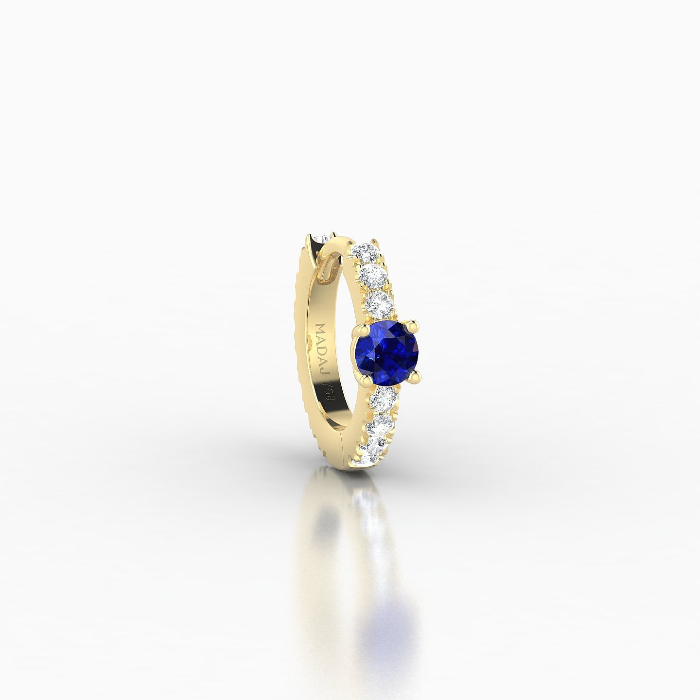 Inanna | 18k Yellow Gold 6.5 mm Round Sapphire & Diamond Hoop Piercing