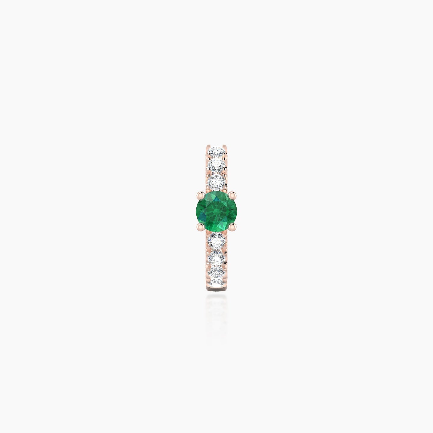 Inanna | 18k Rose Gold 6.5 mm Round Emerald & Diamond Hoop Piercing