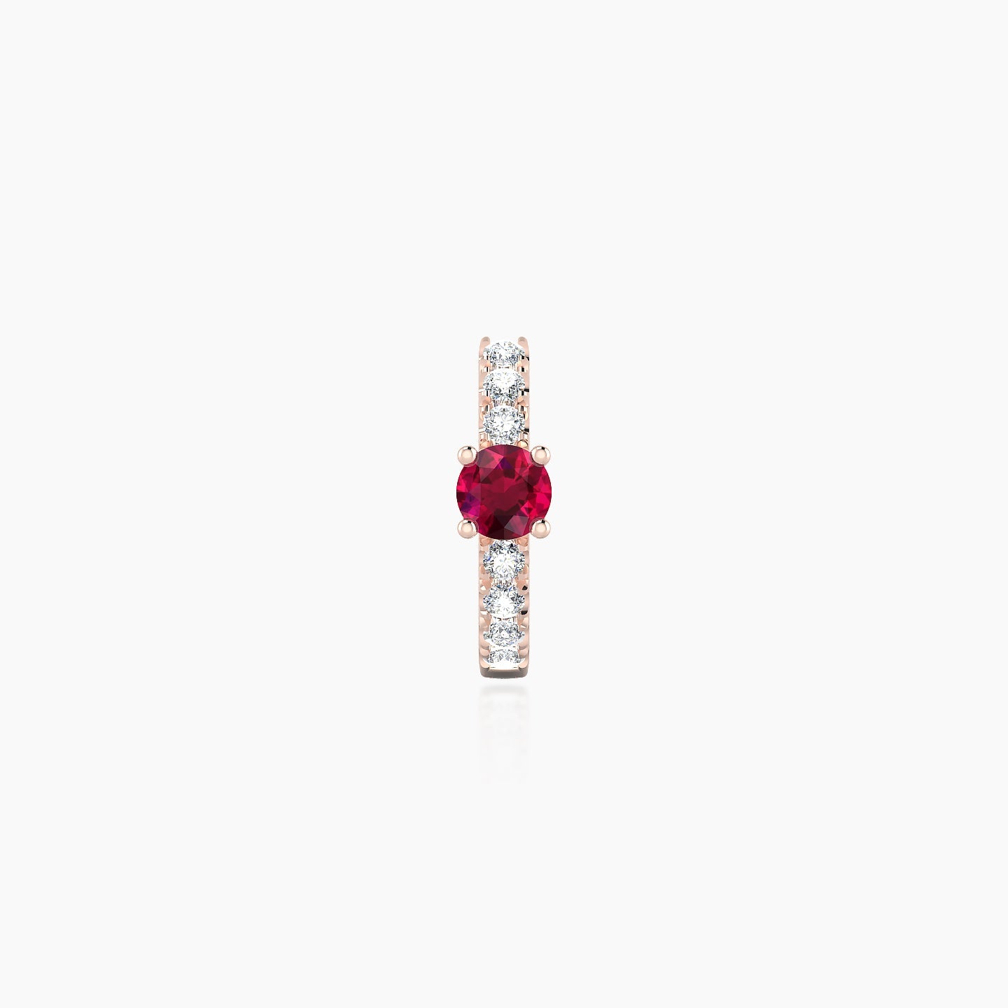 Inanna | 18k Rose Gold 6.5 mm Round Ruby & Diamond Hoop Piercing