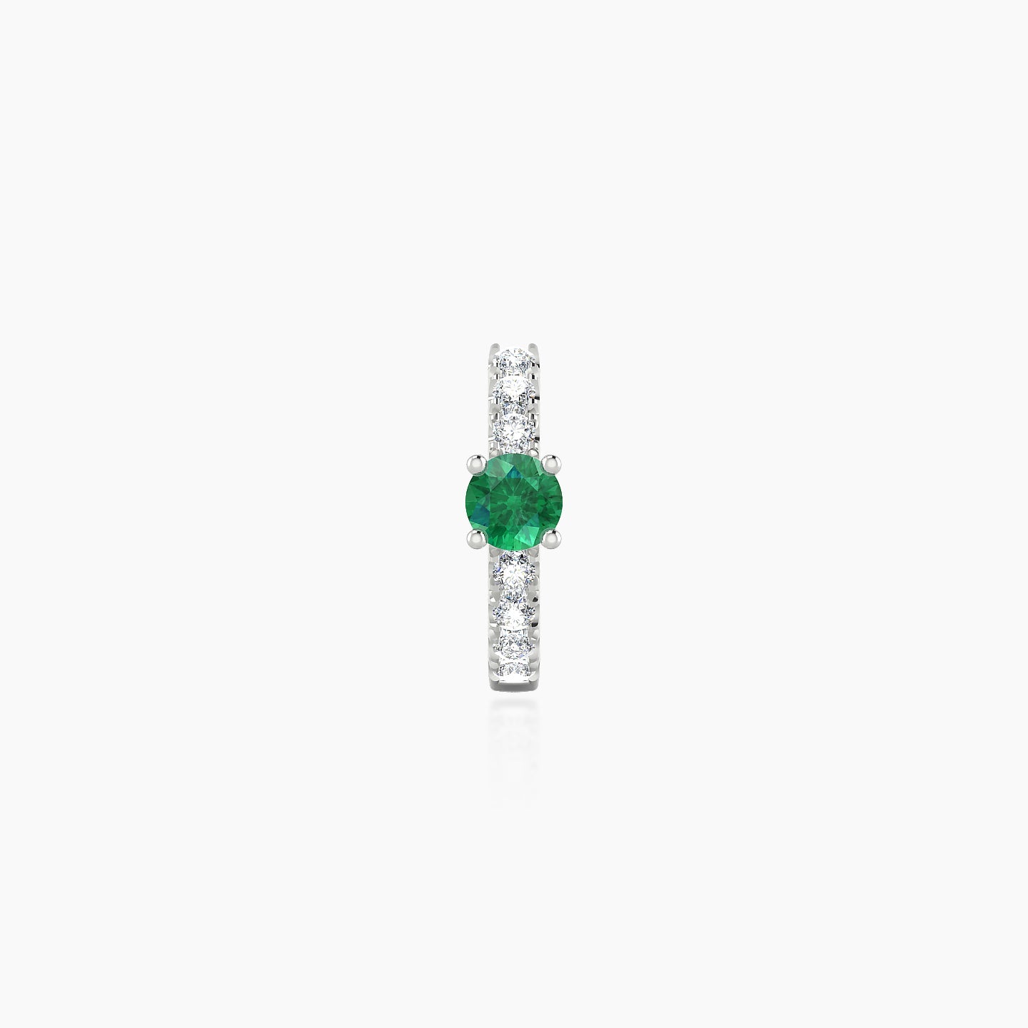 Inanna | 18k White Gold 6.5 mm Round Emerald & Diamond Hoop Piercing