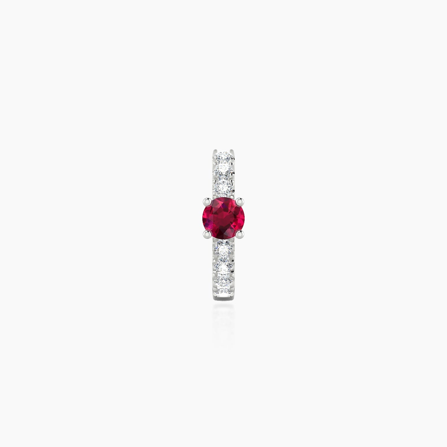 Inanna | 18k White Gold 6.5 mm Round Ruby & Diamond Hoop Piercing