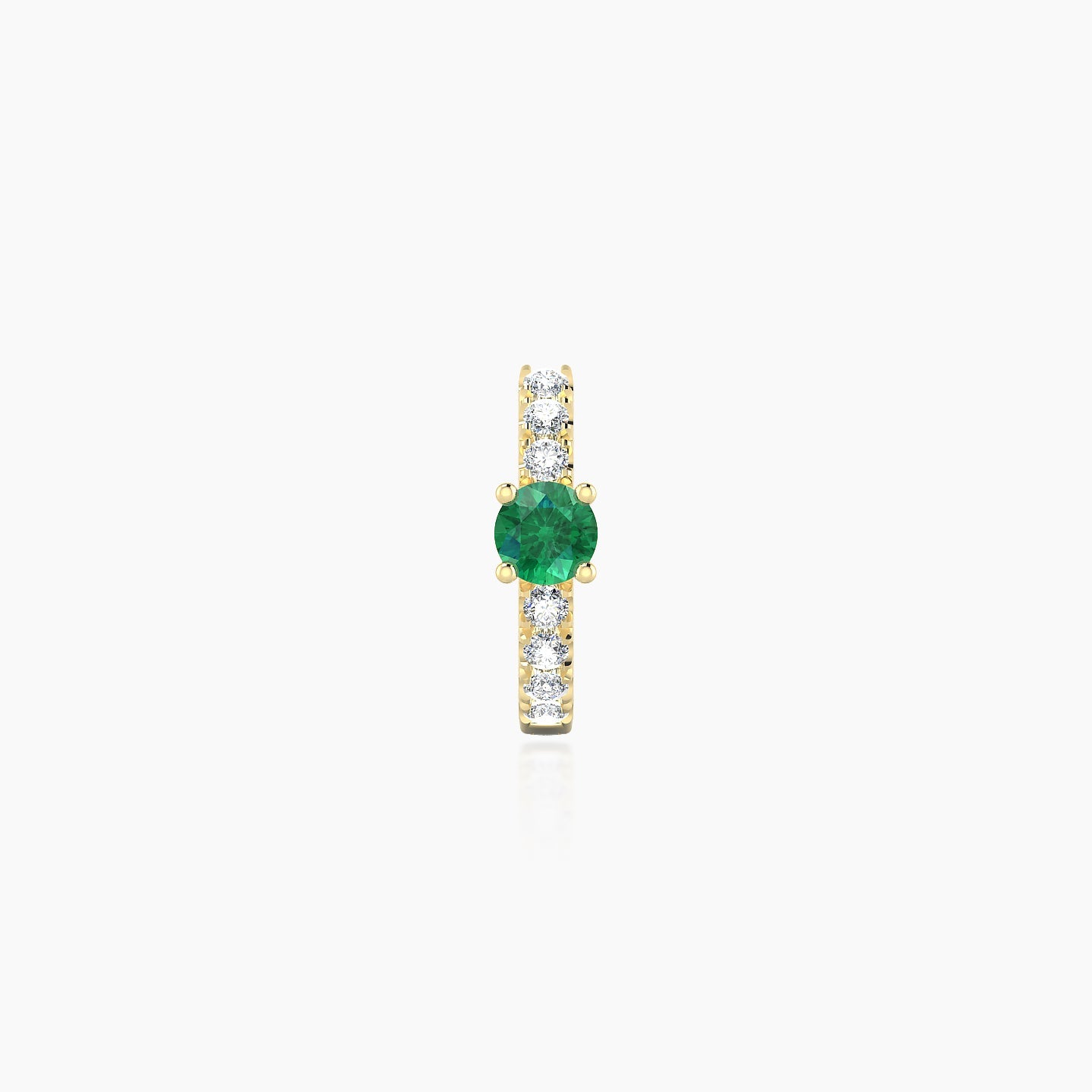 Inanna | 18k Yellow Gold 6.5 mm Round Emerald & Diamond Hoop Piercing