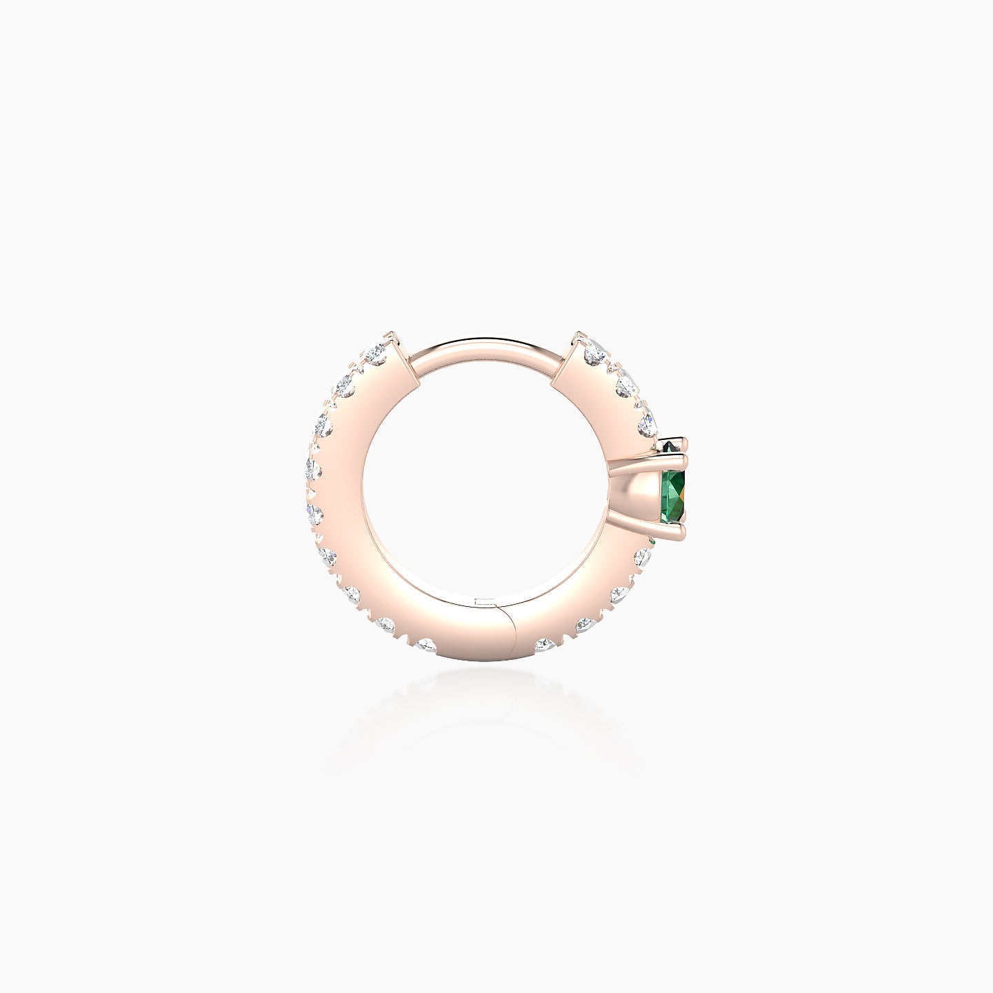 Inanna | 18k Rose Gold 6.5 mm Round Emerald & Diamond Hoop Piercing