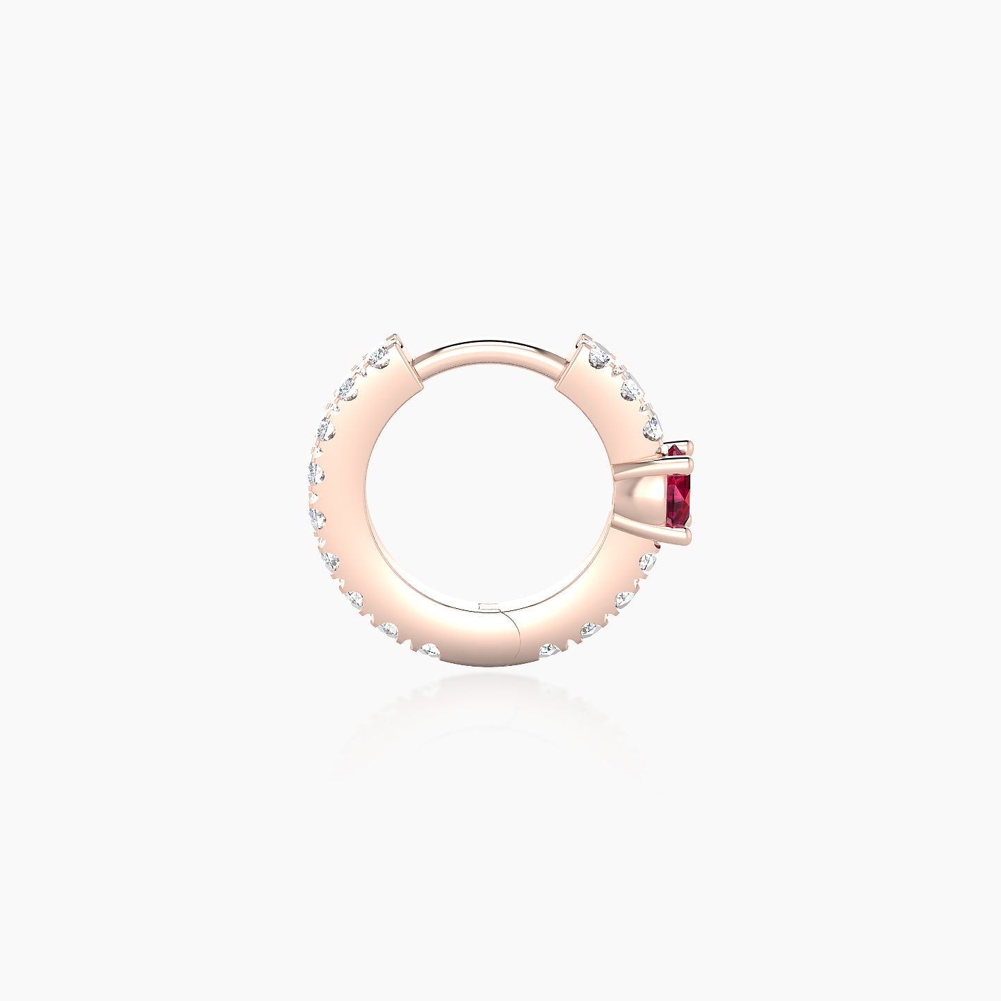 Inanna | 18k Rose Gold 6.5 mm Round Ruby & Diamond Hoop Piercing