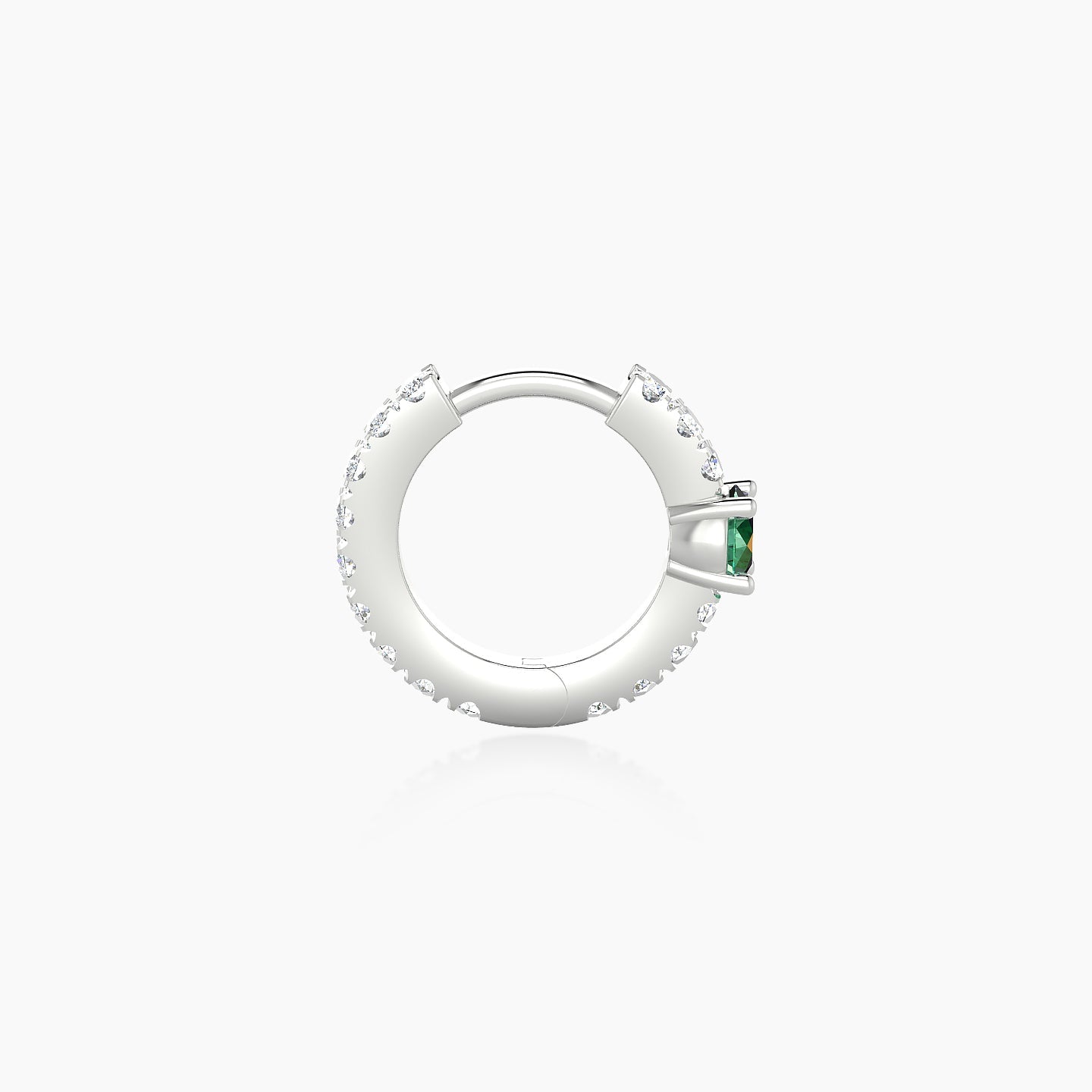 Inanna | 18k White Gold 6.5 mm Round Emerald & Diamond Hoop Piercing